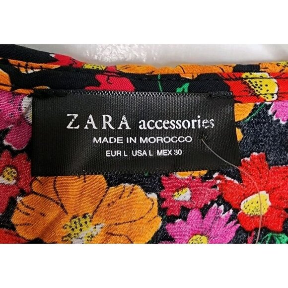 NWT ZARA Accesories Floral CROSSOVER WRAP DRESS Ruffle Size Large - Picture 3 of 7